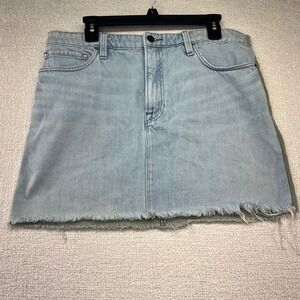 FRAME Denim Mini‎ Skirt Womens Blue Green Frayed Hem Utility Pockets